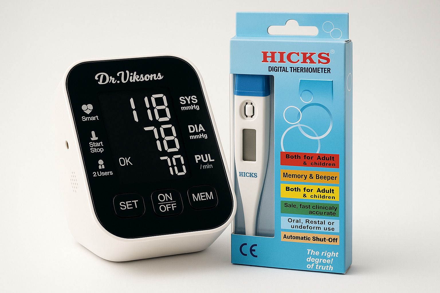 Dr Viksons Automatic Blood Pressure Monitor with Hicks Digital Thermometer Bp Monitor-image-21