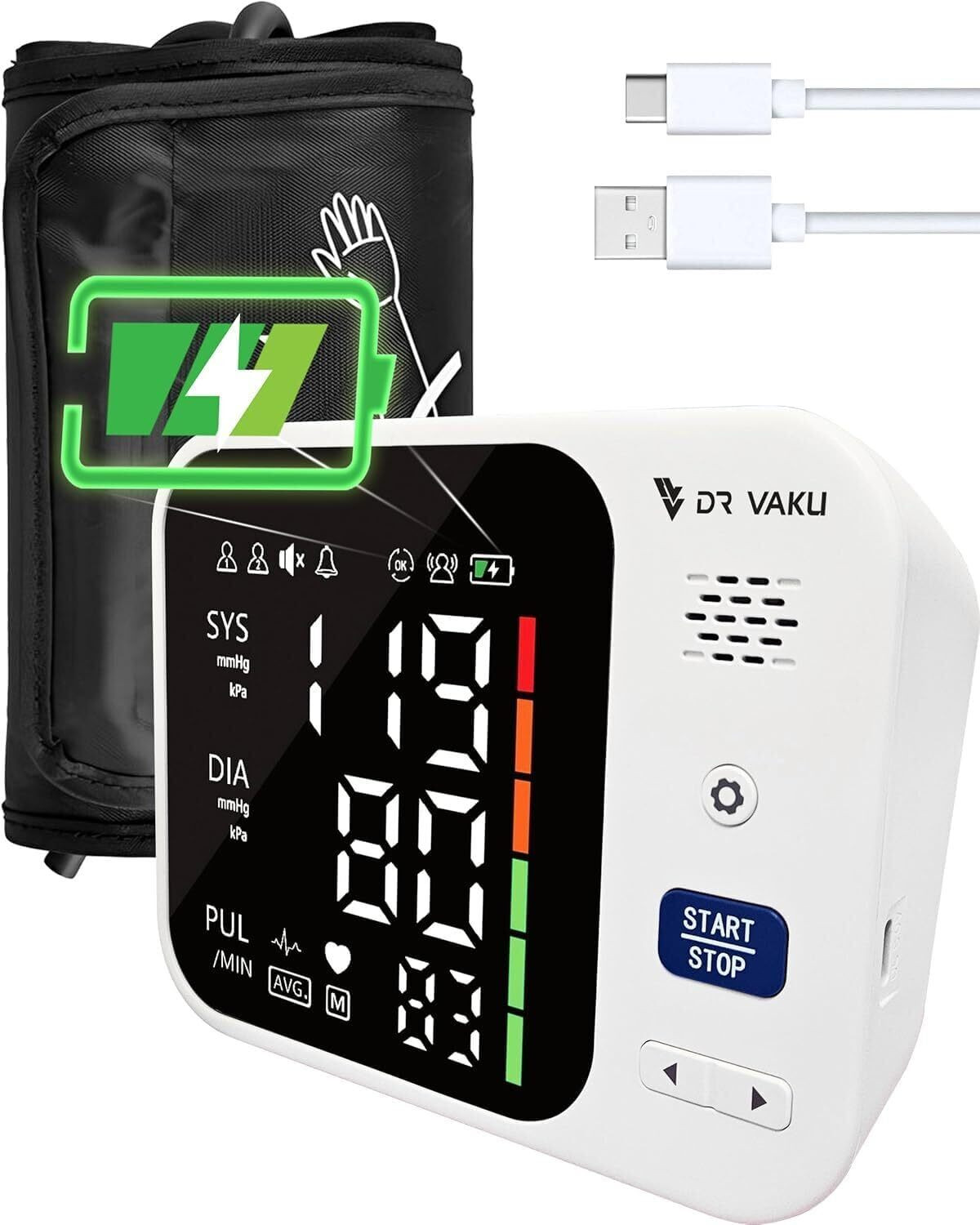 DR VAKU Rechargeable Digital Blood Pressure Machine Upper Arm Bp Monitor Cuff Kit with Talking Function Intellisense Technology Most Accurate Measurement Bp Monitor image 1