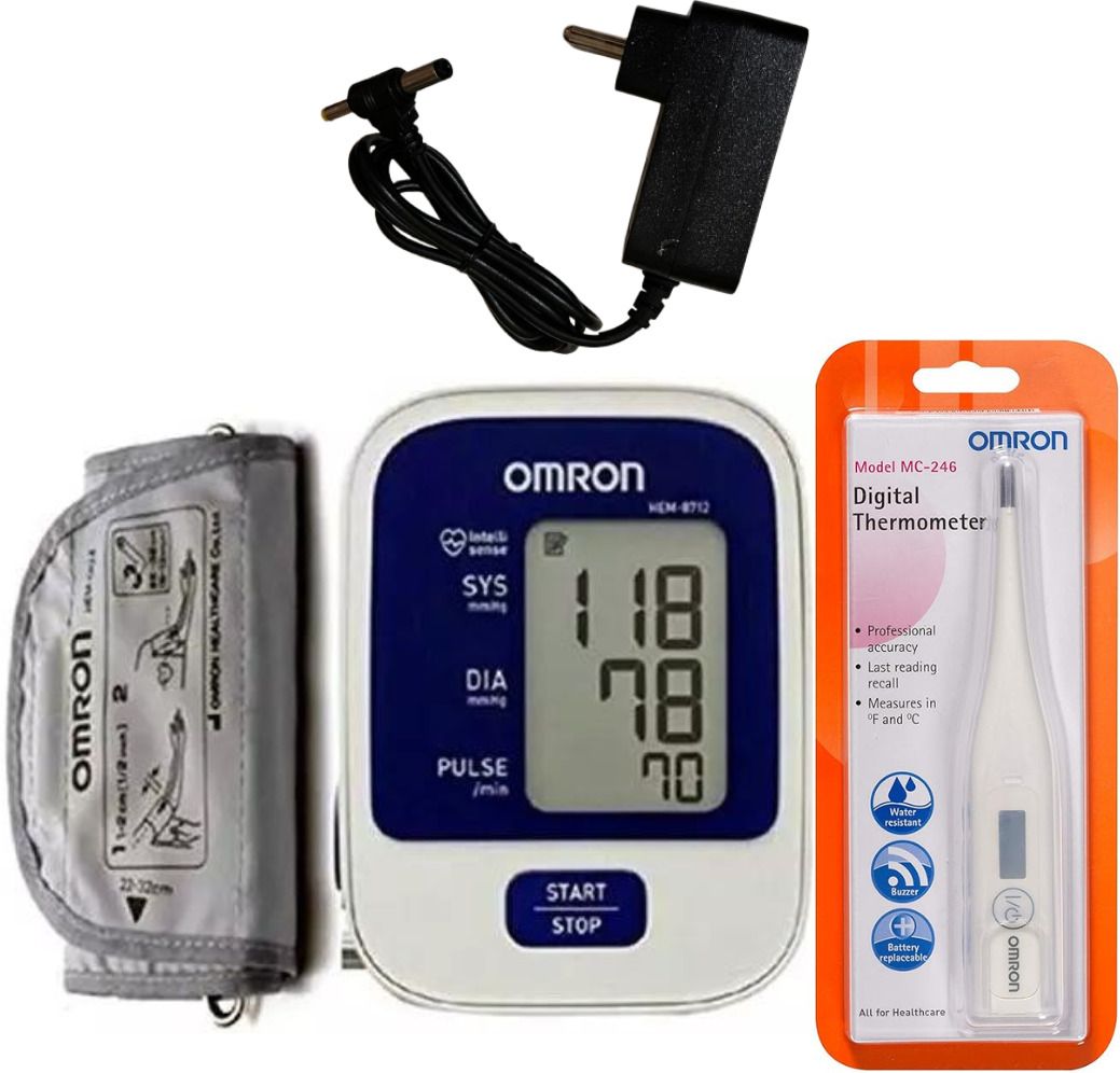 OMRON 8712 and MC 246 Digital Thermometer with adaptor compatabile Bp Monitor-image-39