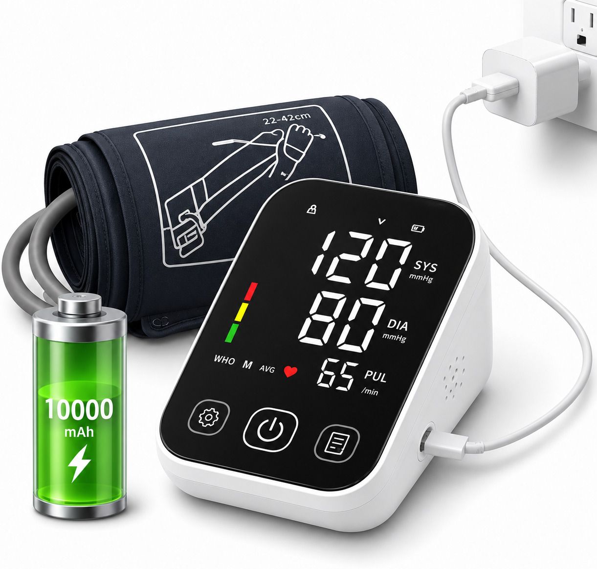 PLEXAL Rechargeable Digital Blood Pressure Monitor with Large Display and USB Charging Bp Monitor-image-11