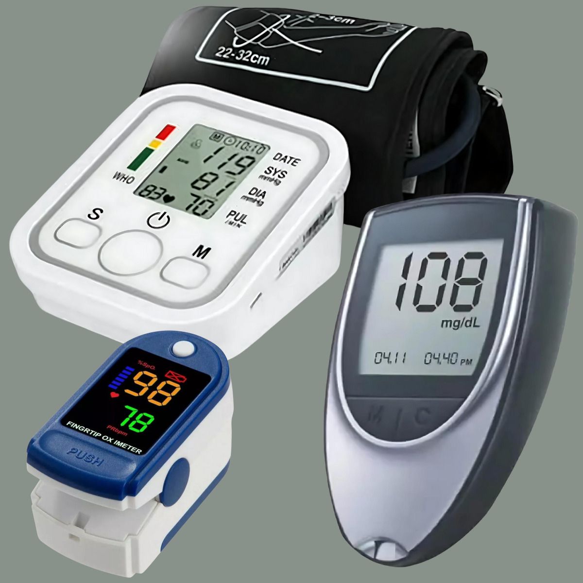 Balson Fully Automatic BP Monitor with Talking Intelligence Technology, Glucometer for testing Blood sugar levels, Pulse Oximeter with Oxygen Saturation Monitor I Bp Monitor-image-10