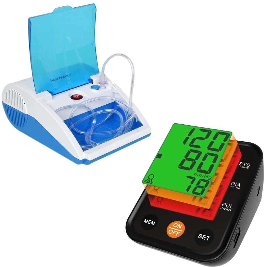 AccuSure Combo Pack XL Nebulizer Machine and 3 Color Smart Display Technology Bp Monitor-image-44