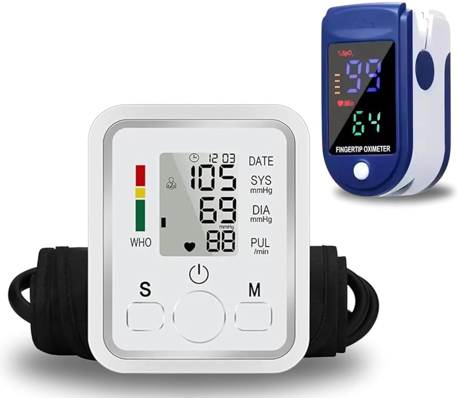 Balson Combo Pack BLSN-555 Digital BP Monitor for Home Use Fully Automatic & BLSN-32 Digital Pulse Oximeter One Touch Key Operation Bp Monitor