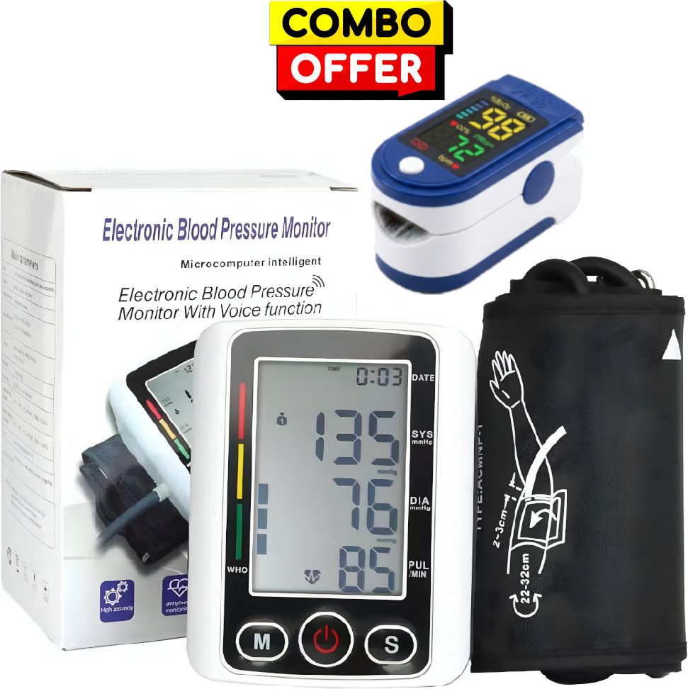 OYD LK87 Pulse Oximeter Combo with Automatic BP Machine Monitor with voice feature and 3 colour back light Bp Monitor-image-38