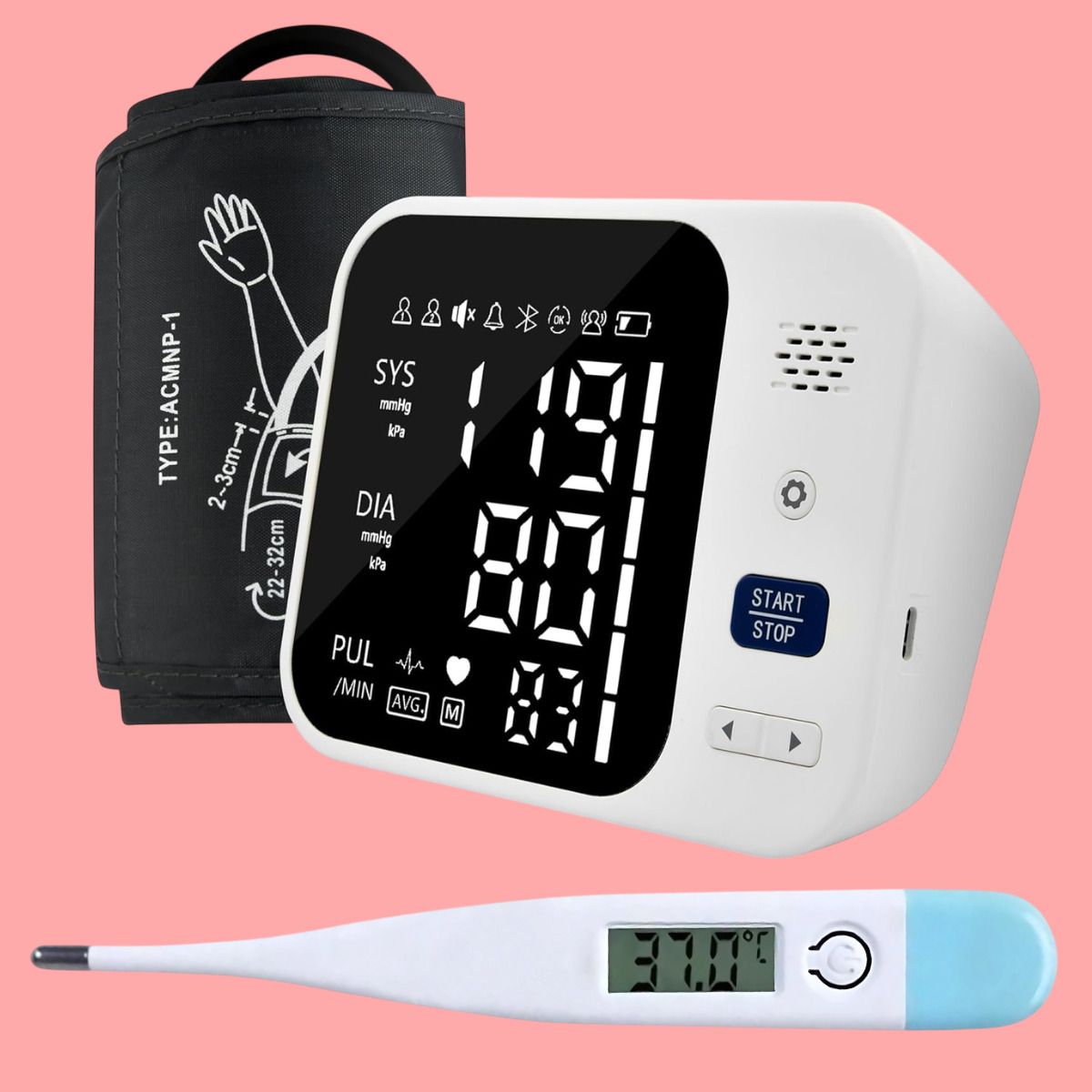 Balson Rechargeable Fully Automatic Blood Pressure Monitor & Digital Thermometer - Digital Display with Talking Intelligence Technology, Extra Large Display Bp Monitor-image-22