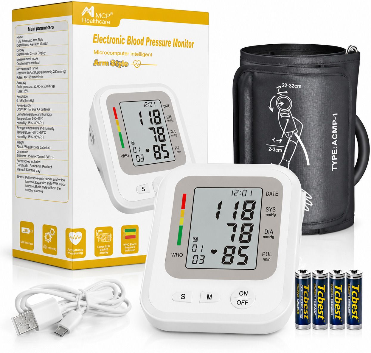 MCP Healthcare Digital Blood Pressure Monitor Machine for Upper Arm, Fully Automatic BP Monitor with Large Backlit LCD Display Bp Monitor-image-27