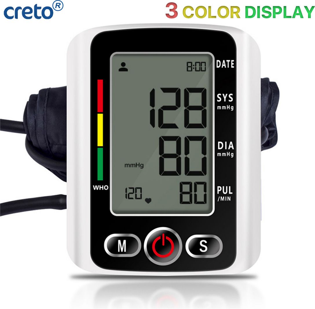 CRETO 3 Color LCD Display, Electronic Blood Pressure Monitor, Upper Arm Cuff Bp Monitor-image-21