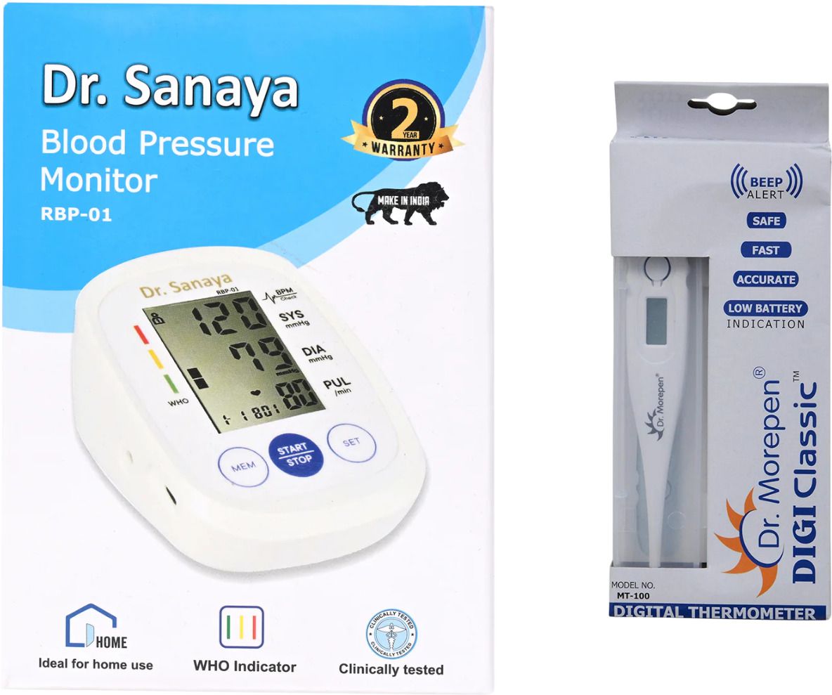 Dr. Sanaya RBP-01 Automatic Blood Pressure Monitor with Dr. Morepen MT-110 Digital Thermometer (Combo Pack, 3 Years Warranty) Bp Monitor-image-39