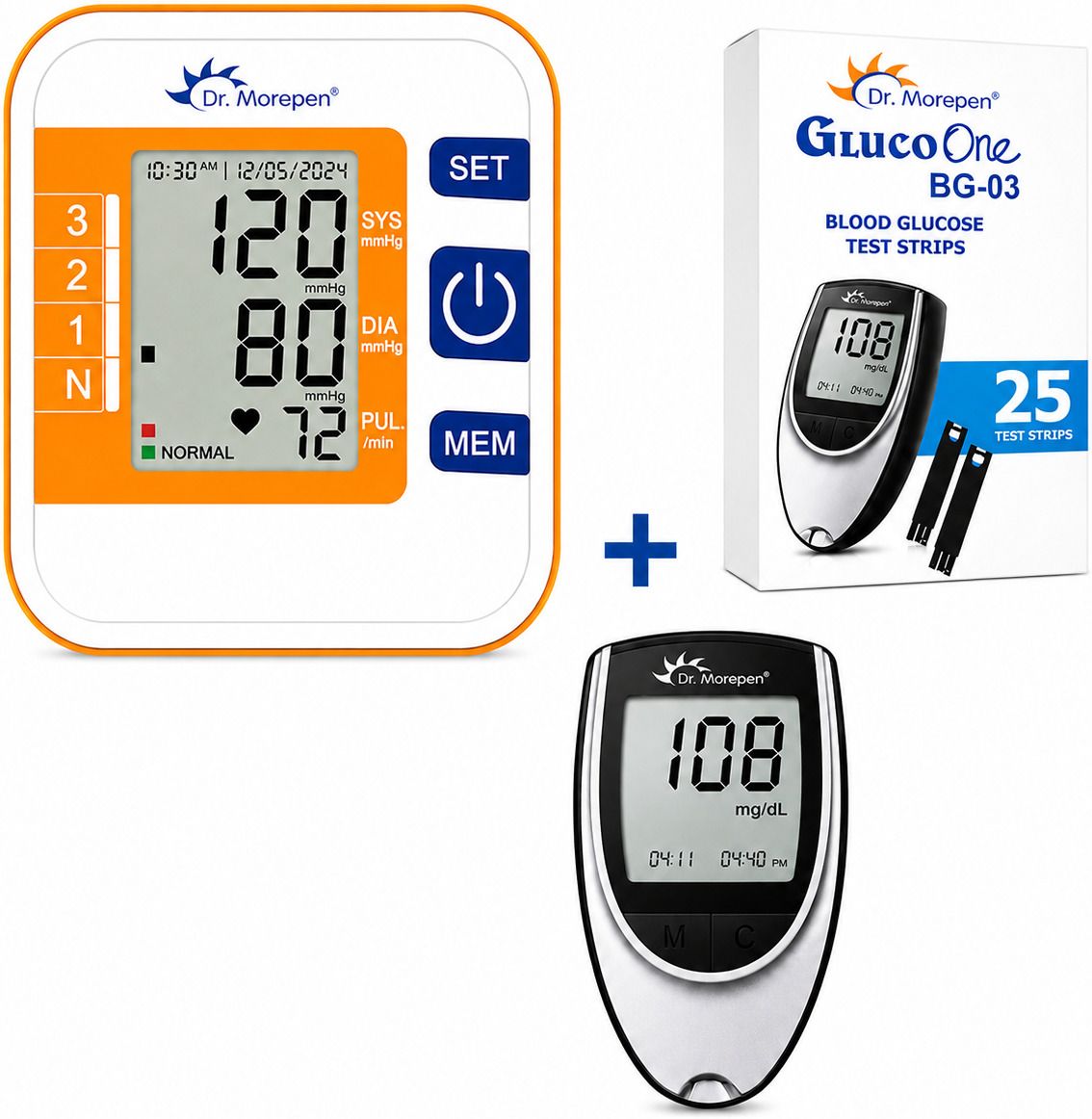 Dr. Morepen BP 14 Blood Pressure Monitor Glucometer+ 25Test Strips Health Combo Pack Digital BP-14 Bp Monitor-image-9
