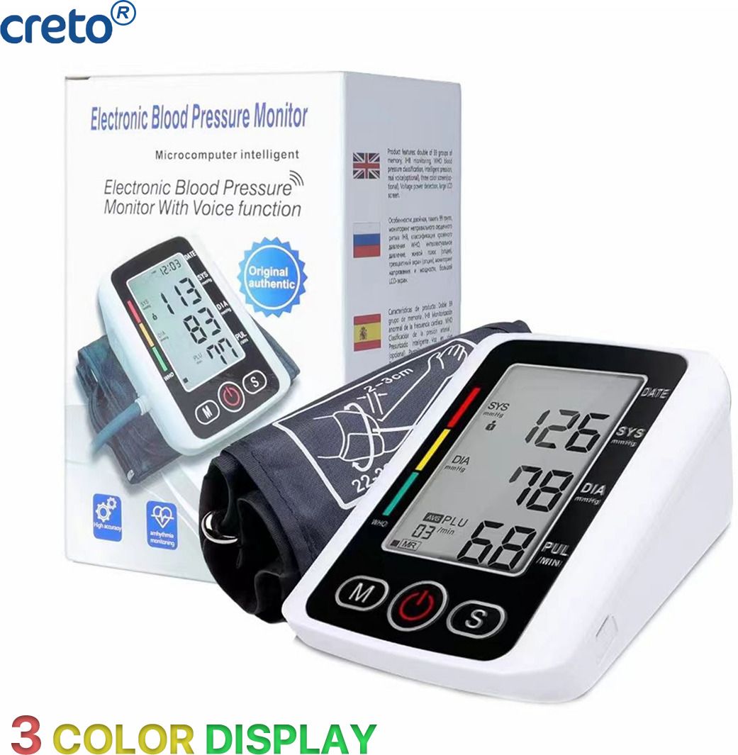 CRETO 3 Color Display BP Monitor, Upper Arm Cuff, LCD Display with Memory Function Bp Monitor-image-37