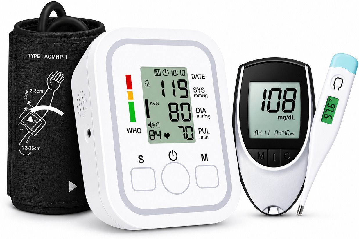 PLEXAL YELLOW-BP-WITH-GLUCO-THERMO Bp Monitor-picture-47