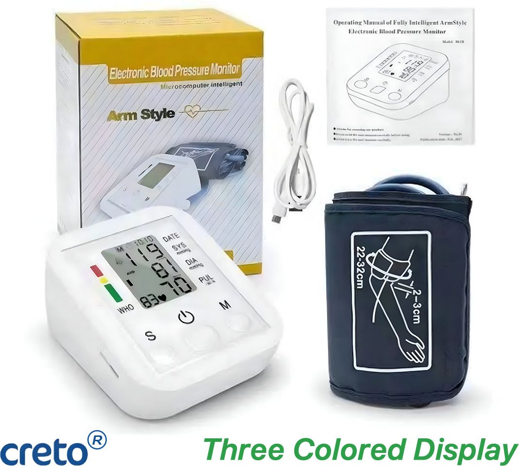 CRETO Electronic Blood Pressure Monitor, Upper Arm Cuff, Digital LCD Display. Bp Monitor-image-9