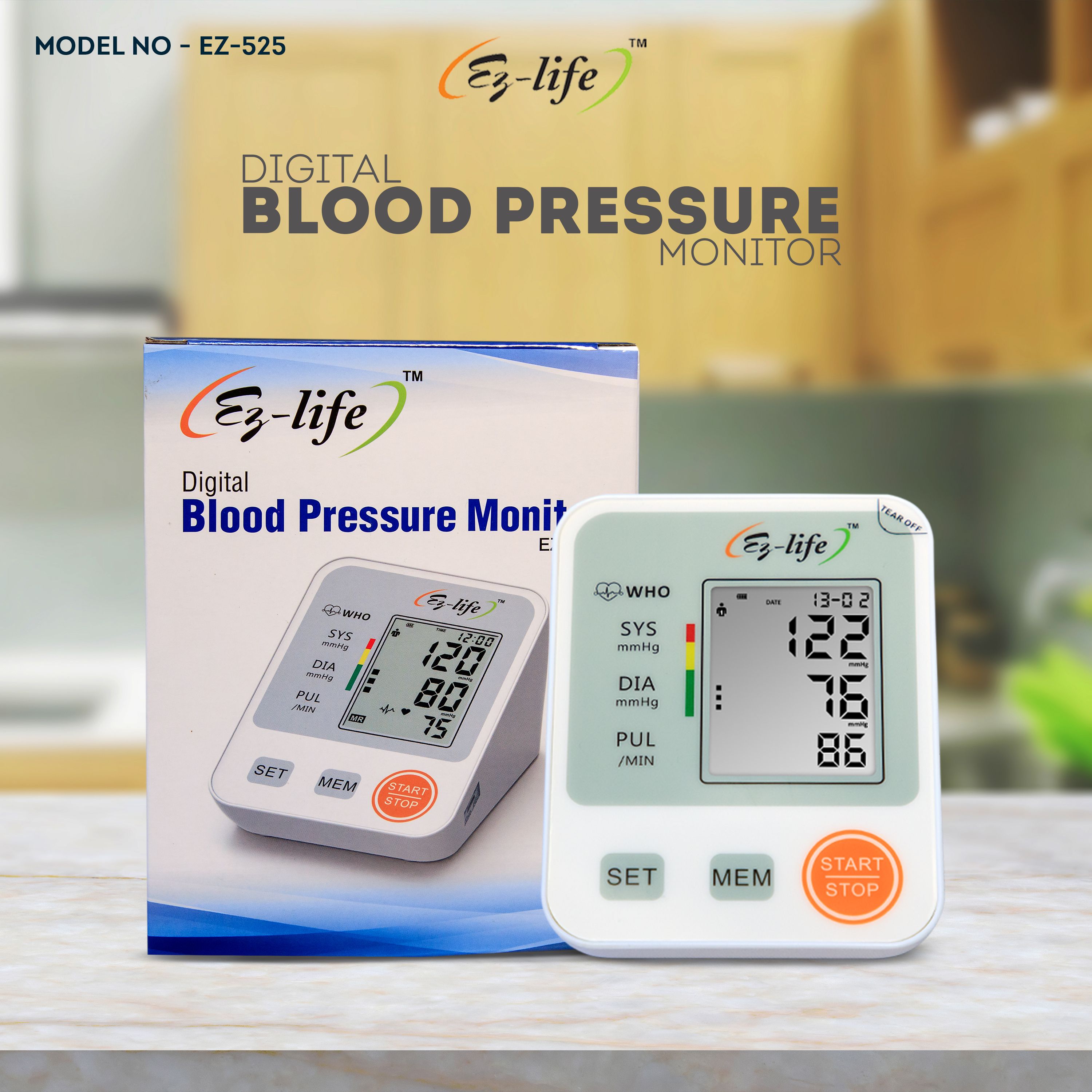 Ez-life Digital Automatic Blood Pressure Monitor with LCD Display Model No - EZ-525 Bp Monitor-image-49