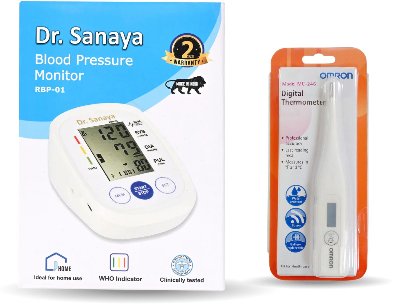 Dr. Sanaya RBP-01 Automatic Blood Pressure Monitor with Omron MC-246 Digital Thermometer (Combo Pack, 3 Years Warranty) Bp Monitor-image-28