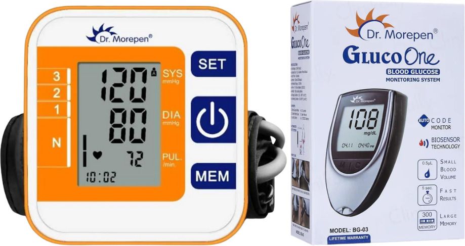 Dr. Morepen Blood Pressure Monitor with Gluco One BG-03 Glucometer Bp Monitor-picture-32
