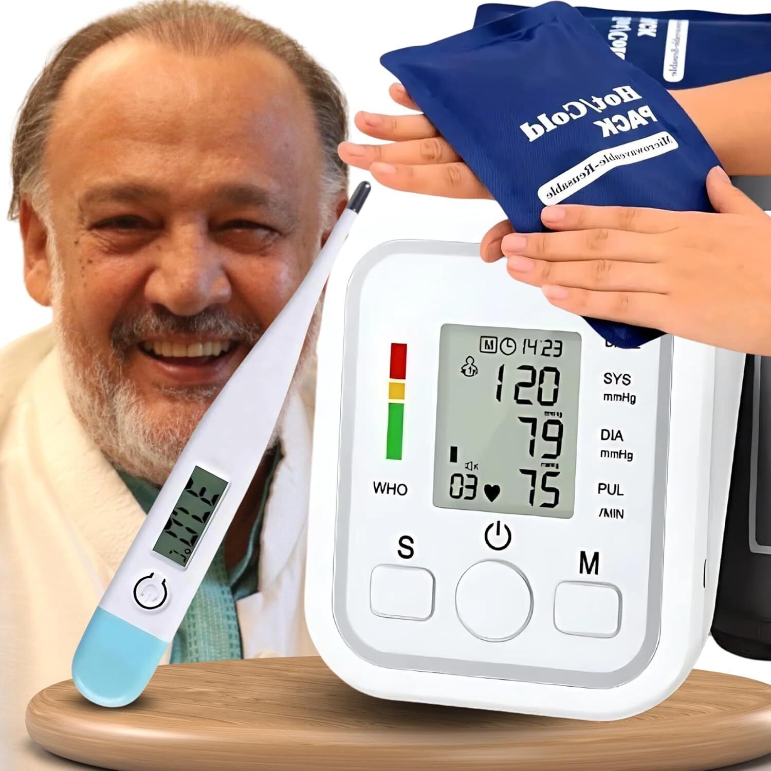 Aika & CG-101 Cold Gel Pack – Comprehensive Health & Recovery Solution AK-555 Blood Pressure Monitor Combo Pack with Clinically Tested Thermometer Bp Monitor-image-48