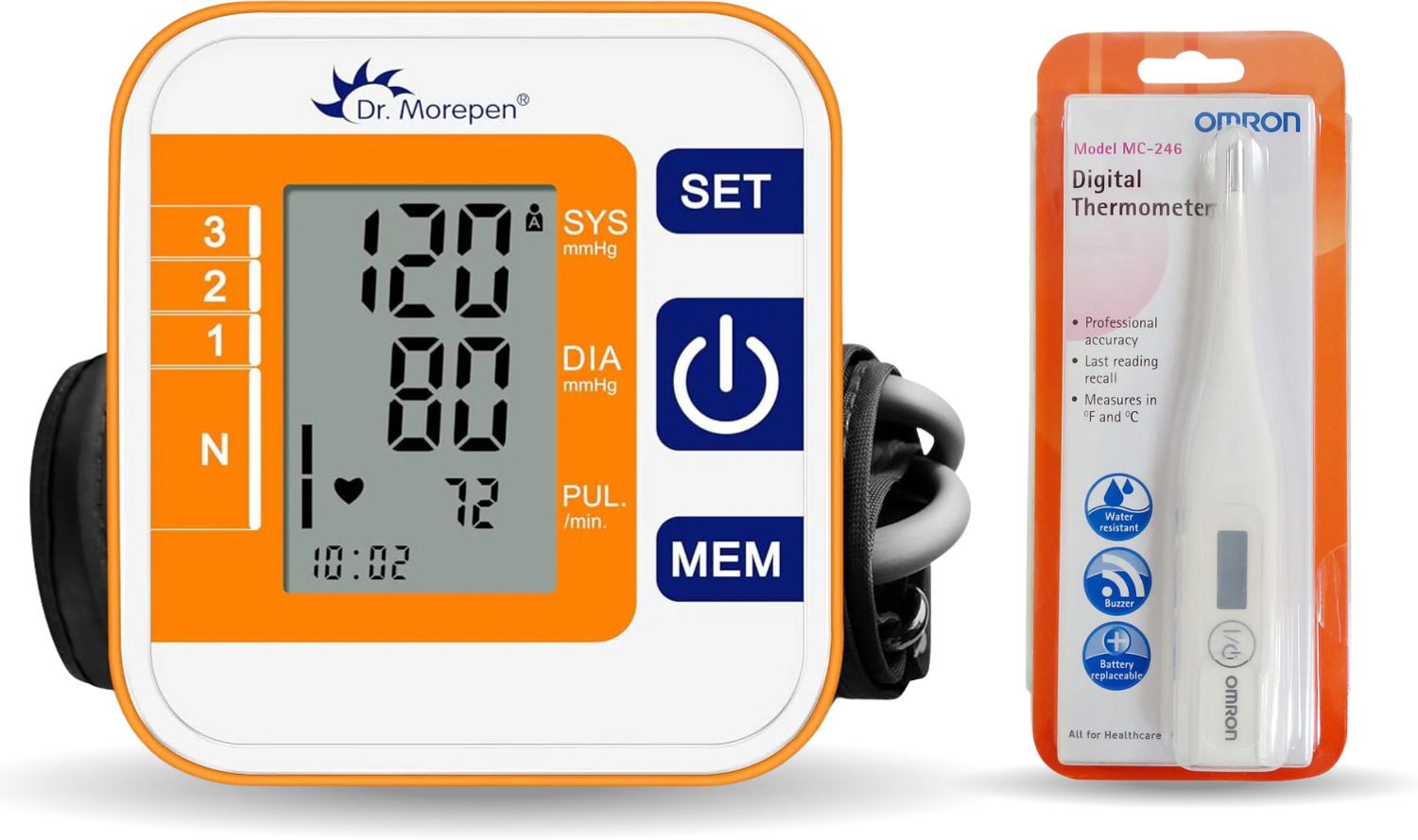 Dr. Morepen BP-14 Automatic Blood Pressure Monitor with Omron MC-246 Digital Thermometer (Combo Pack, 3 Years Warranty) Bp Monitor-image-41