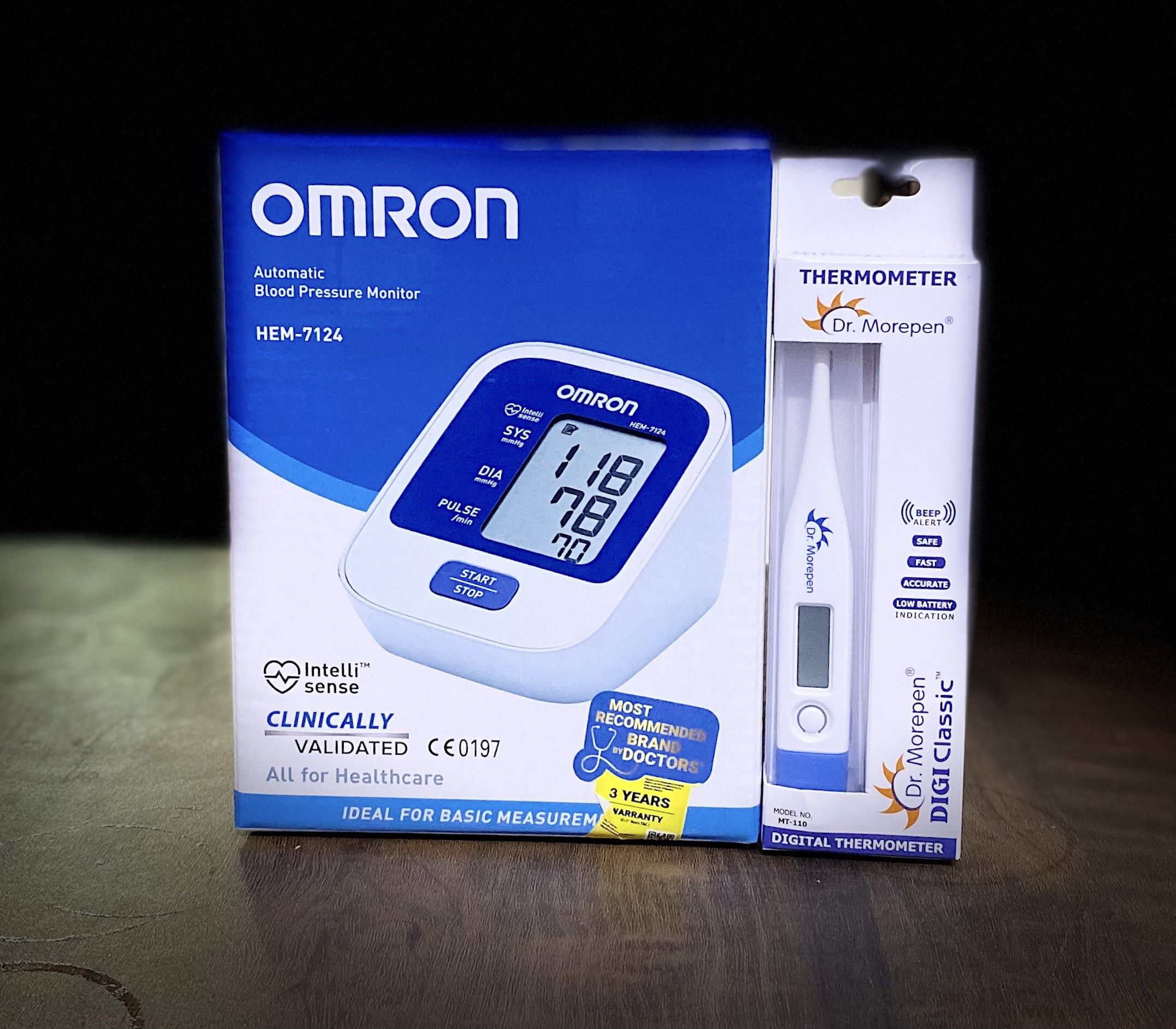 OMRON HEM-7124 Blood Pressure Monitor and MT-110 Thermometer combo pack Bp Monitor-image-0