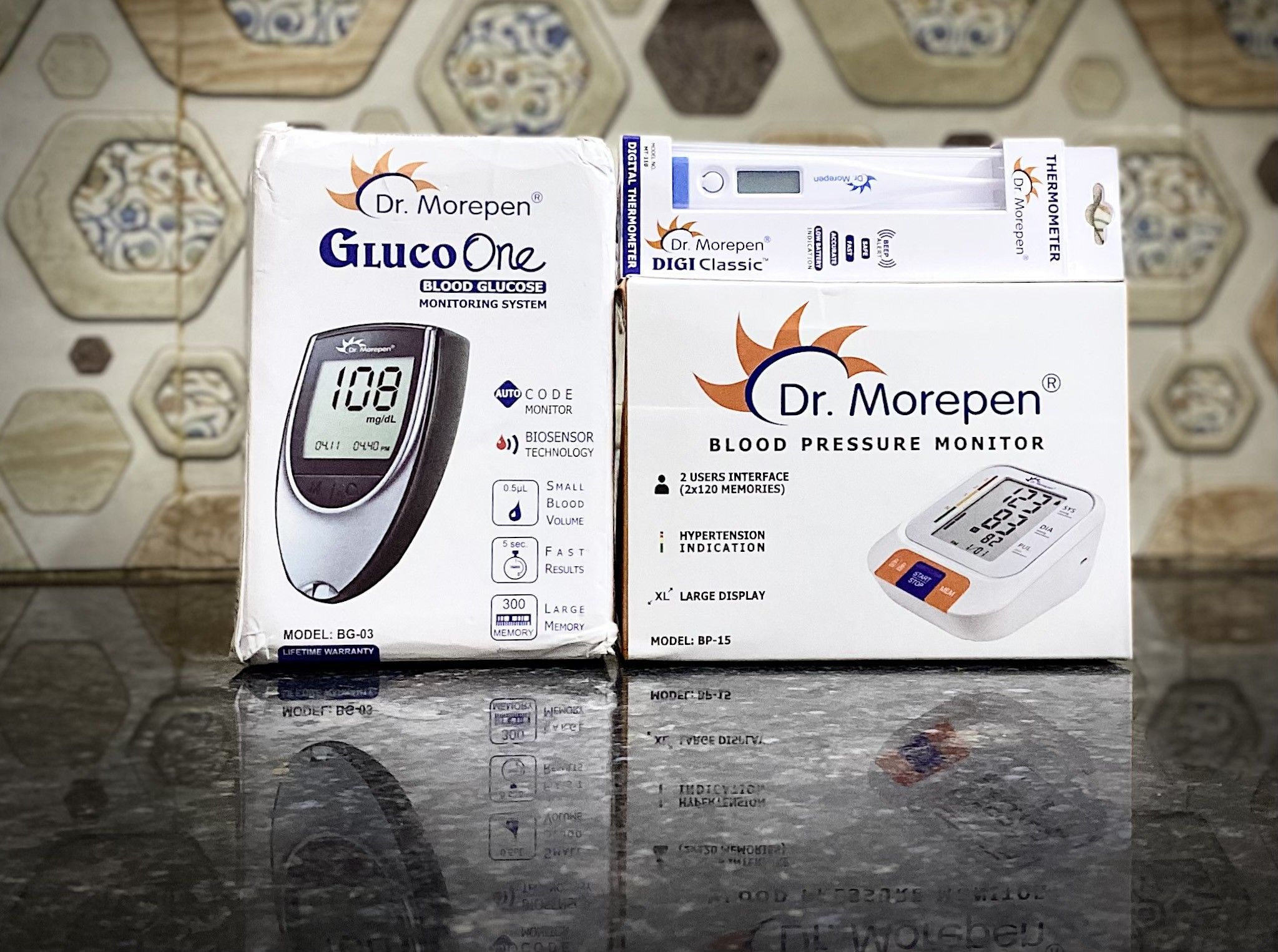 Dr. Morepen BP-15 , Glucometer , MT-110 Thermometer combo pack Bp Monitor-image-16