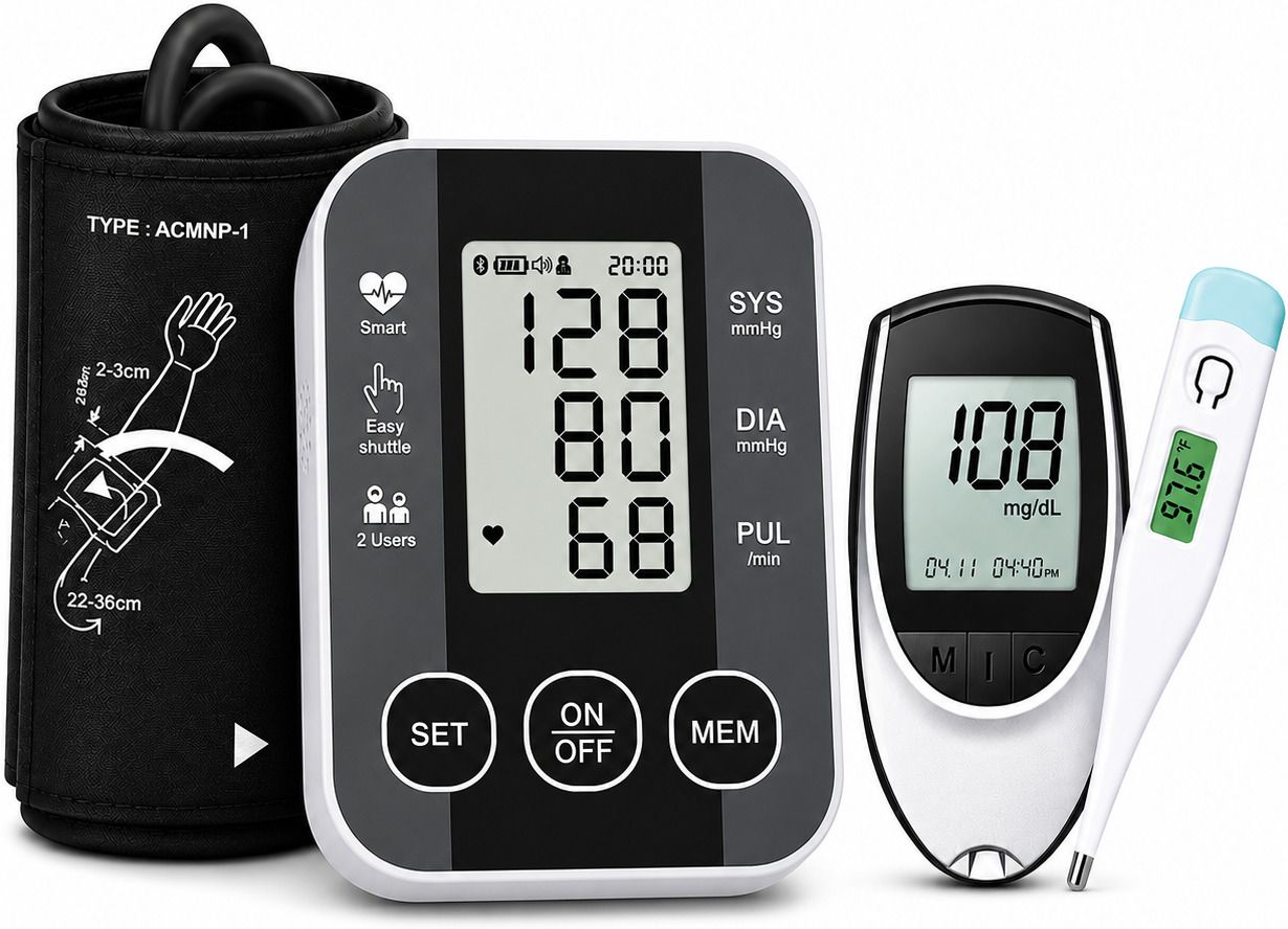PLEXAL 3-in-1 Health Monitoring Combo | Digital BP Monitor, Glucometer & Thermometer Bp Monitor-image-45