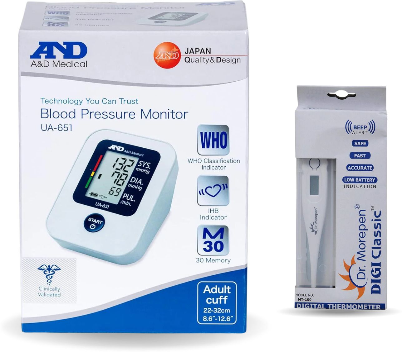 AND UA-651 Upper Arm Blood Pressure Monitor + Dr. Morepen MT-110 Digital Thermometer for Home Health Monitoring Bp Monitor-image-44