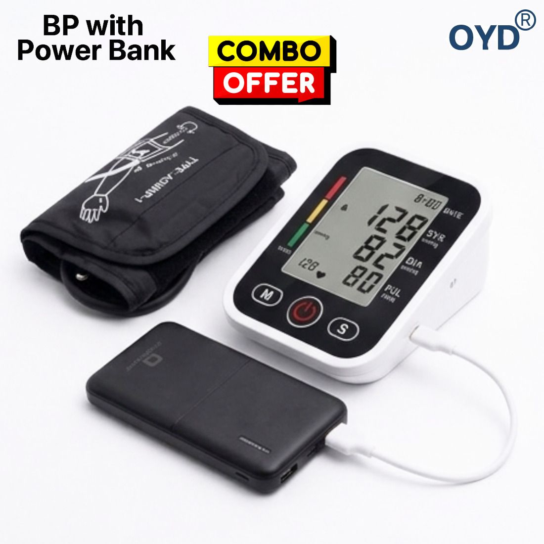 OYD BP Monitor Machine with Rechargeable Power Bank Combo Pack With Colour Back Light & Voice Announcemnet Bp Monitor-image-42