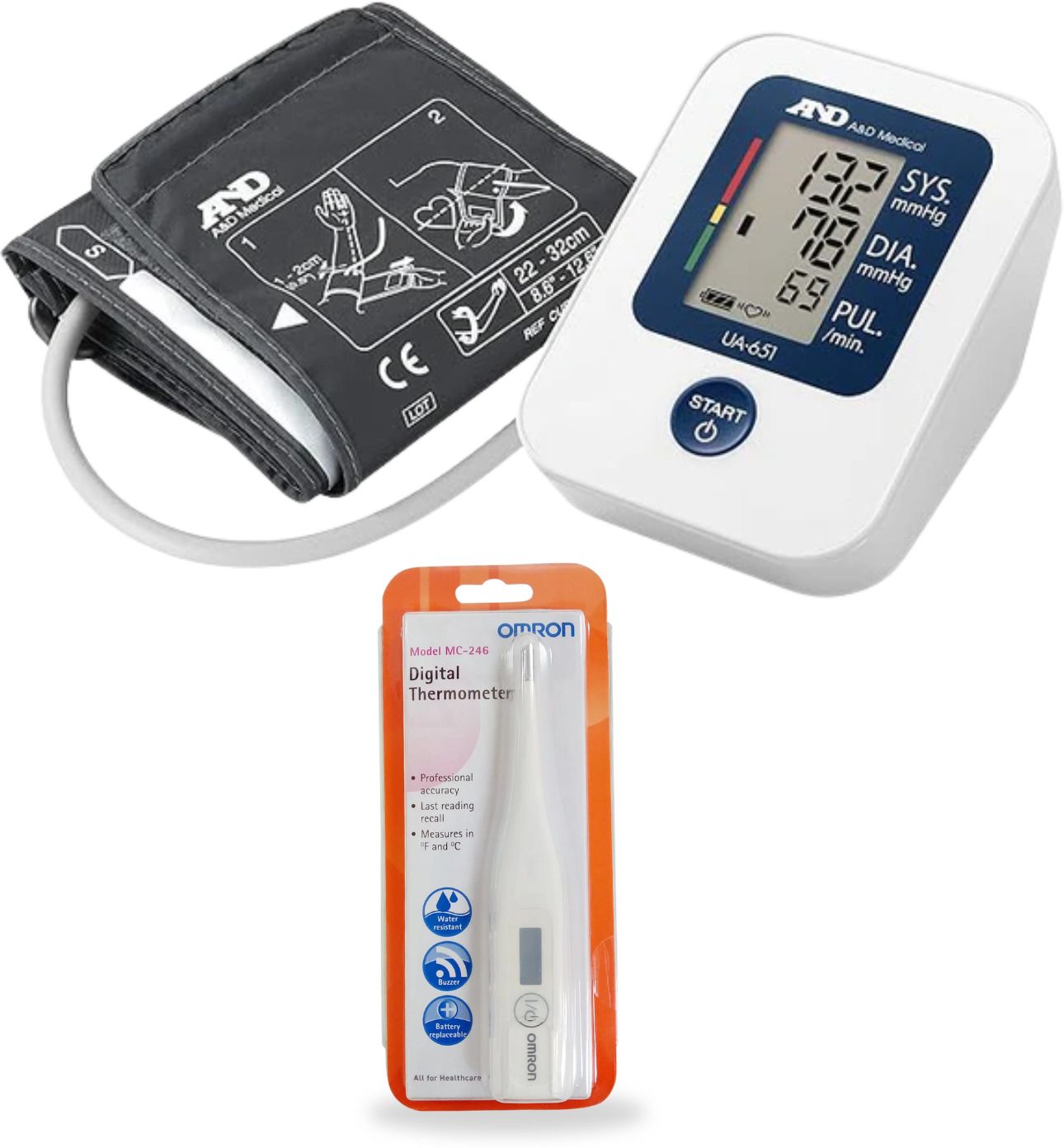 AND UA-651 Upper Arm Blood Pressure Monitor + omron MC-246 Digital Thermometer for Home Health Monitoring Bp Monitor-image-20
