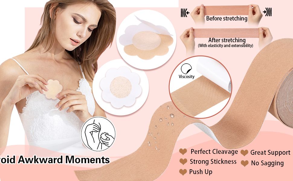Breast Shaper & Lifter Boob Tape with 10 Nipple Pasties for Women R155 Nursing Breast Pad-image-4