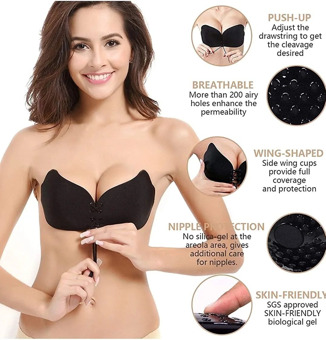 Invisible Silicone Gel Self Adhesive Backless Reusable Stick on PushUp Bra DN318 Nursing Breast Pad-image-49