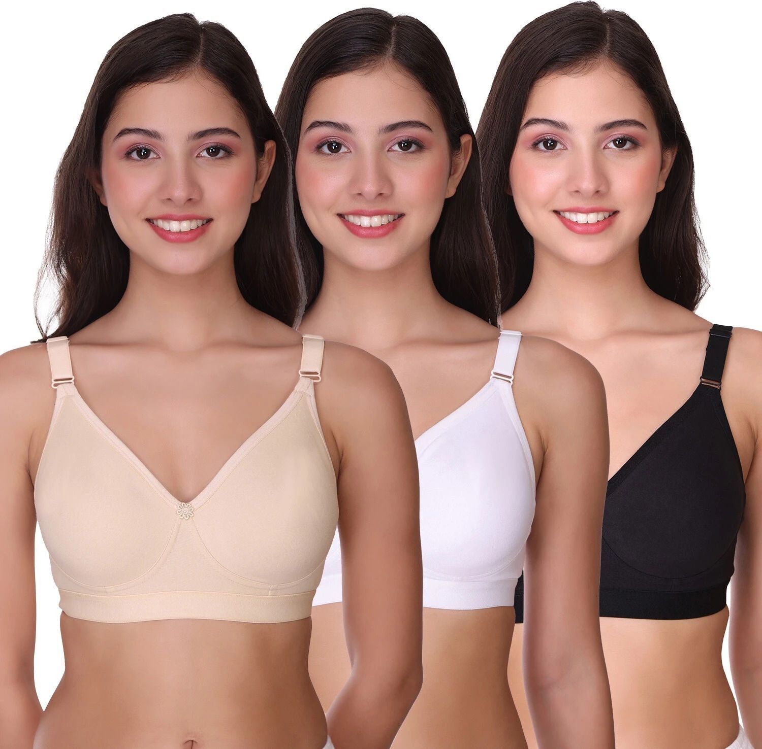 pooja ragenee Pack of 3 Women Full Coverage Non Padded Bra-picture-13