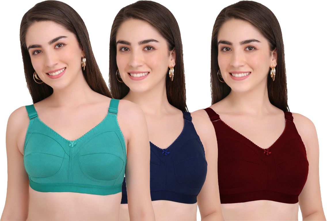 winsure Pack of 3 Women T-Shirt Non Padded Bra-picture-19