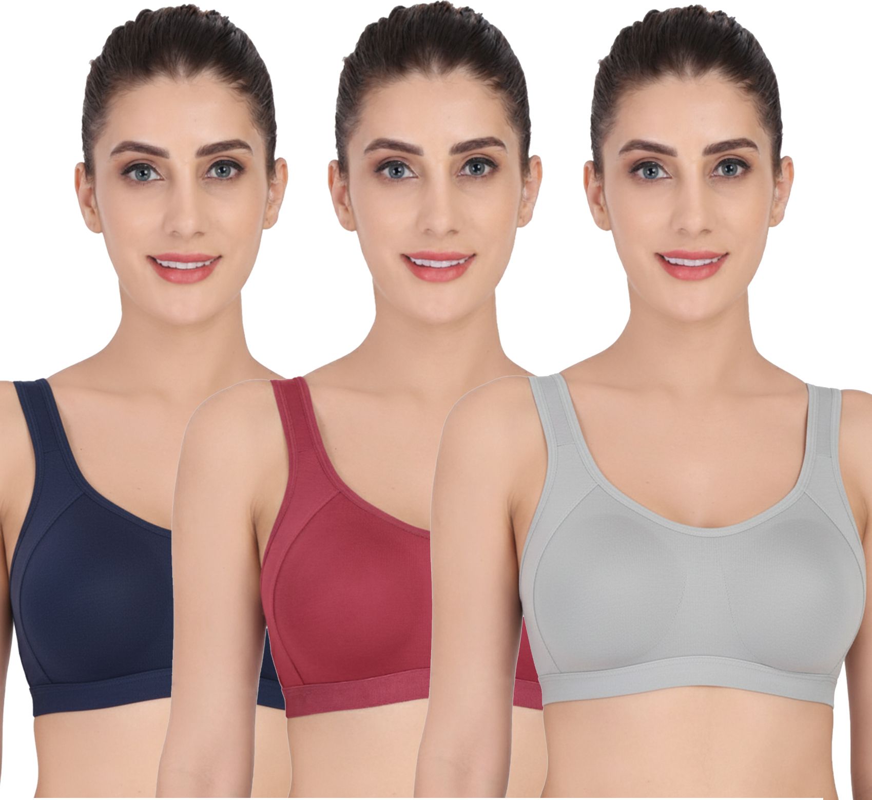 niba Pack of 3 Women Sports Non Padded Bra-picture-24