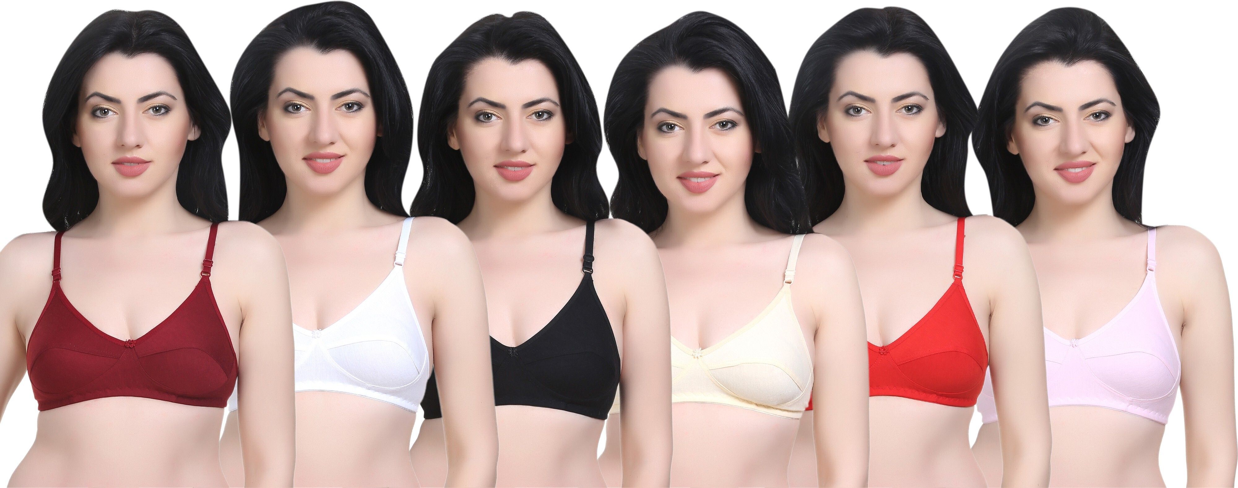 sexy bust Pack of 6 Women Full Coverage Non Padded Bra-picture-28