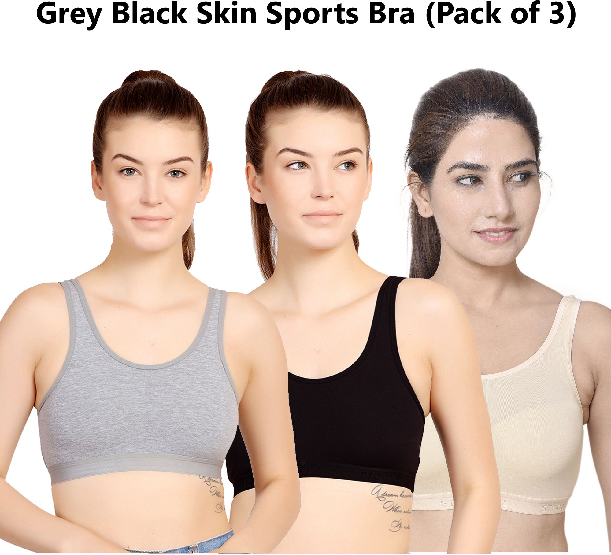 stogbull Pack of 3 Women Sports Non Padded Bra-picture-19