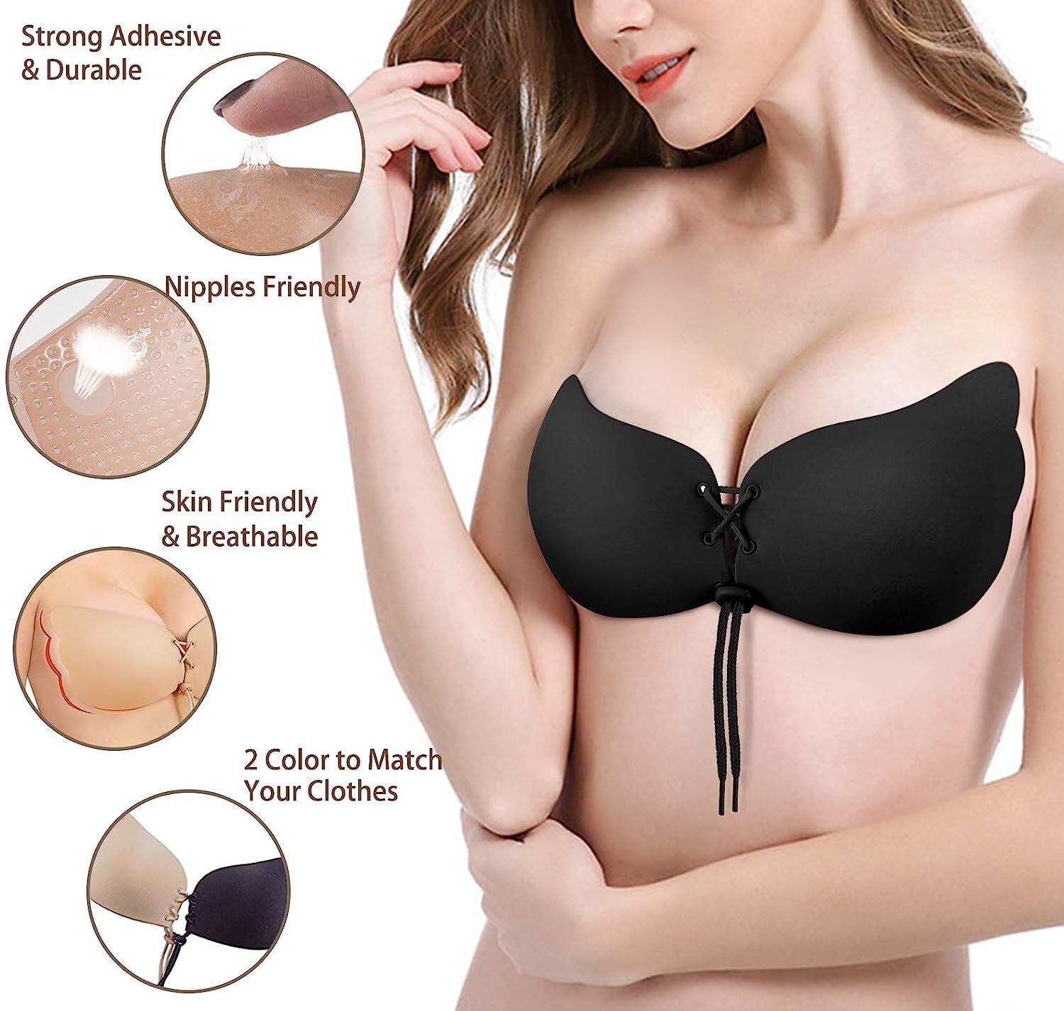 Invisible Silicone Gel Self Adhesive Backless Reusable Stick on PushUp Bra DN95 Nursing Breast Pad-image-45