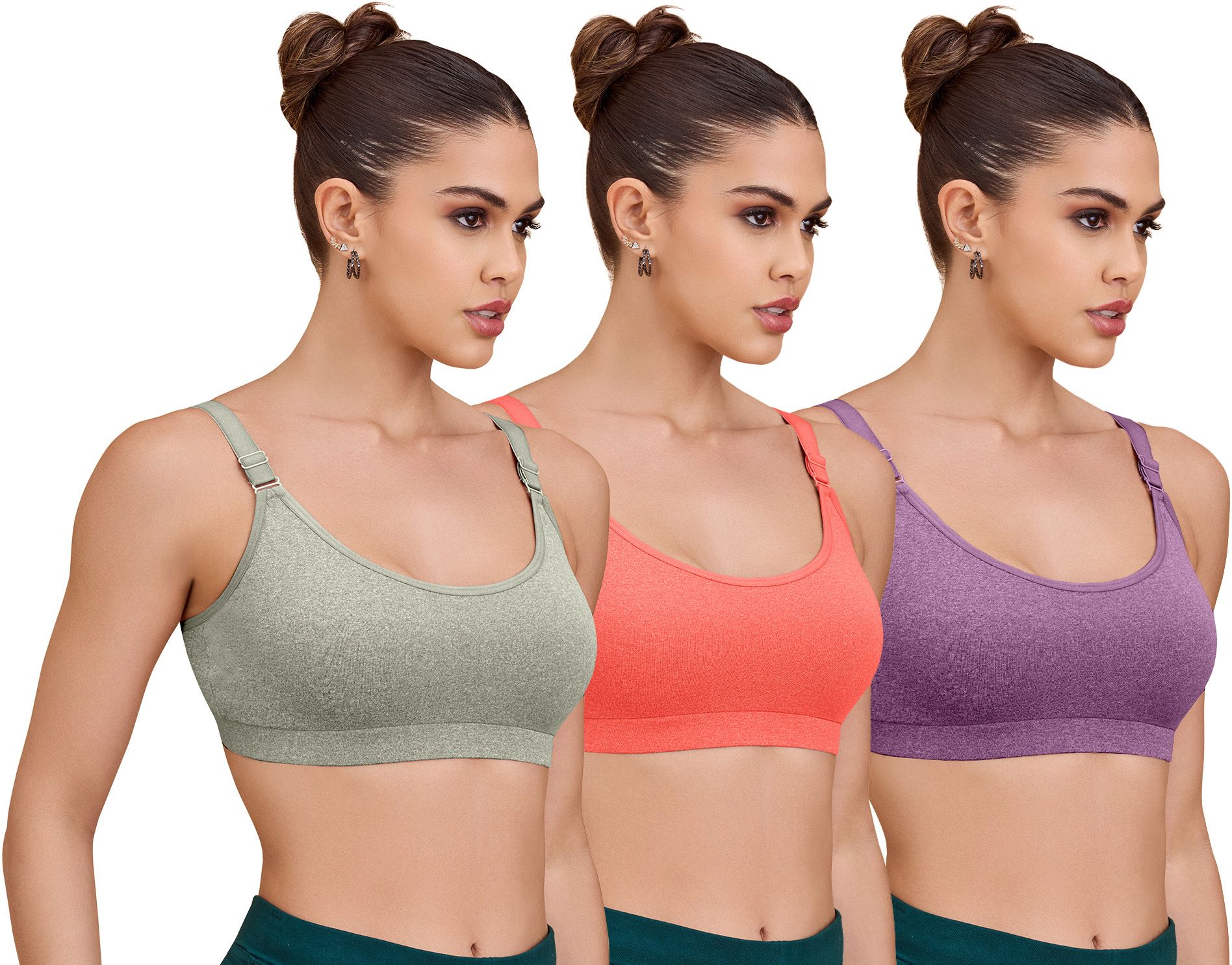 pooja ragenee Pack of 3 Women Sports Non Padded Bra-picture-24