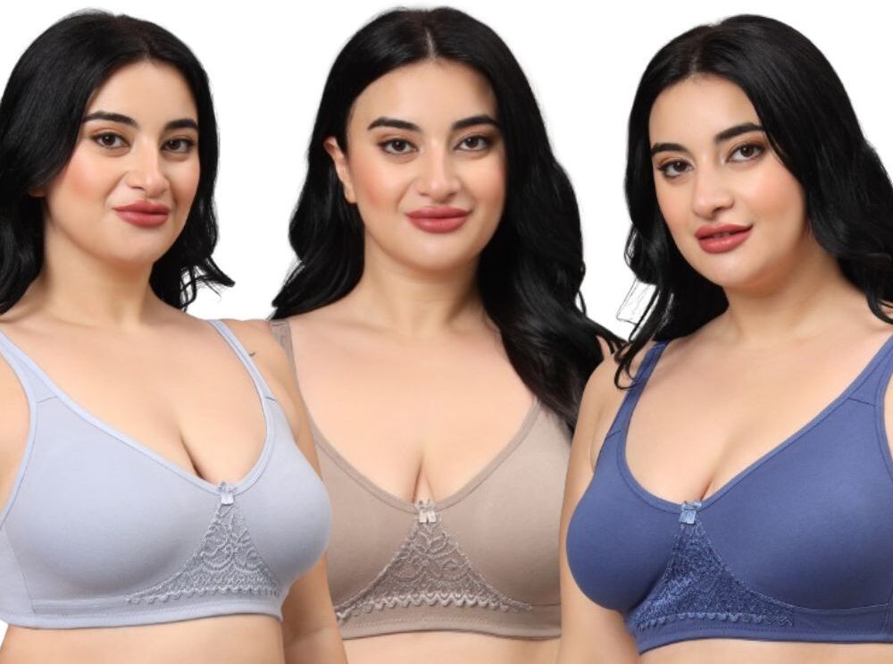 funahme Pack of 3 Women Full Coverage Non Padded Bra-picture-0