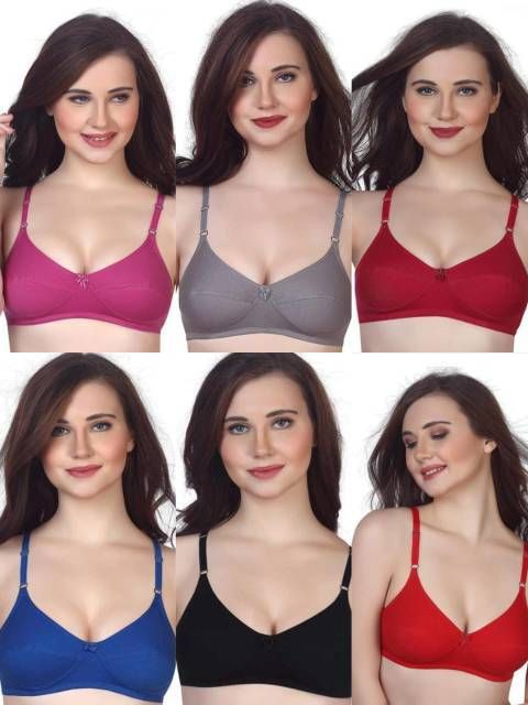 gruvi Pack of 6 Women Full Coverage Non Padded Bra-picture-12
