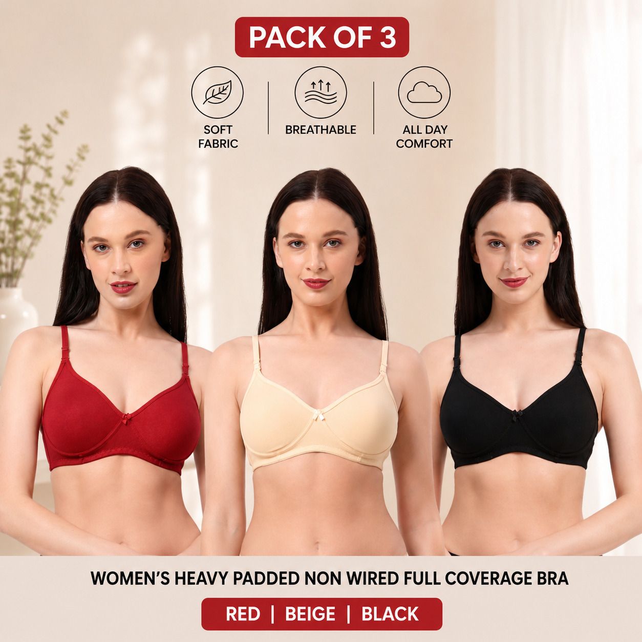 joshi fashion Pack of 3 Women Everyday Heavily Padded Bra-picture-25