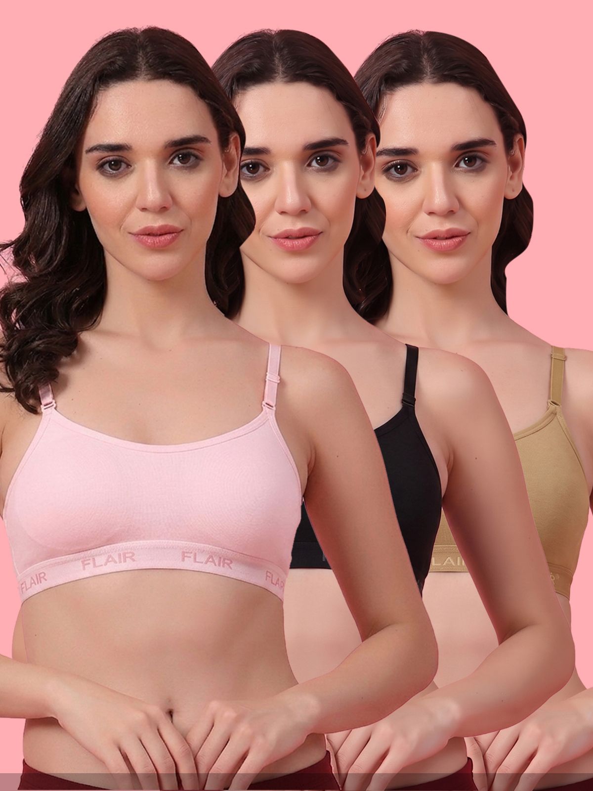 shyam sons flair Pack of 3 Women Sports Non Padded Bra-picture-14