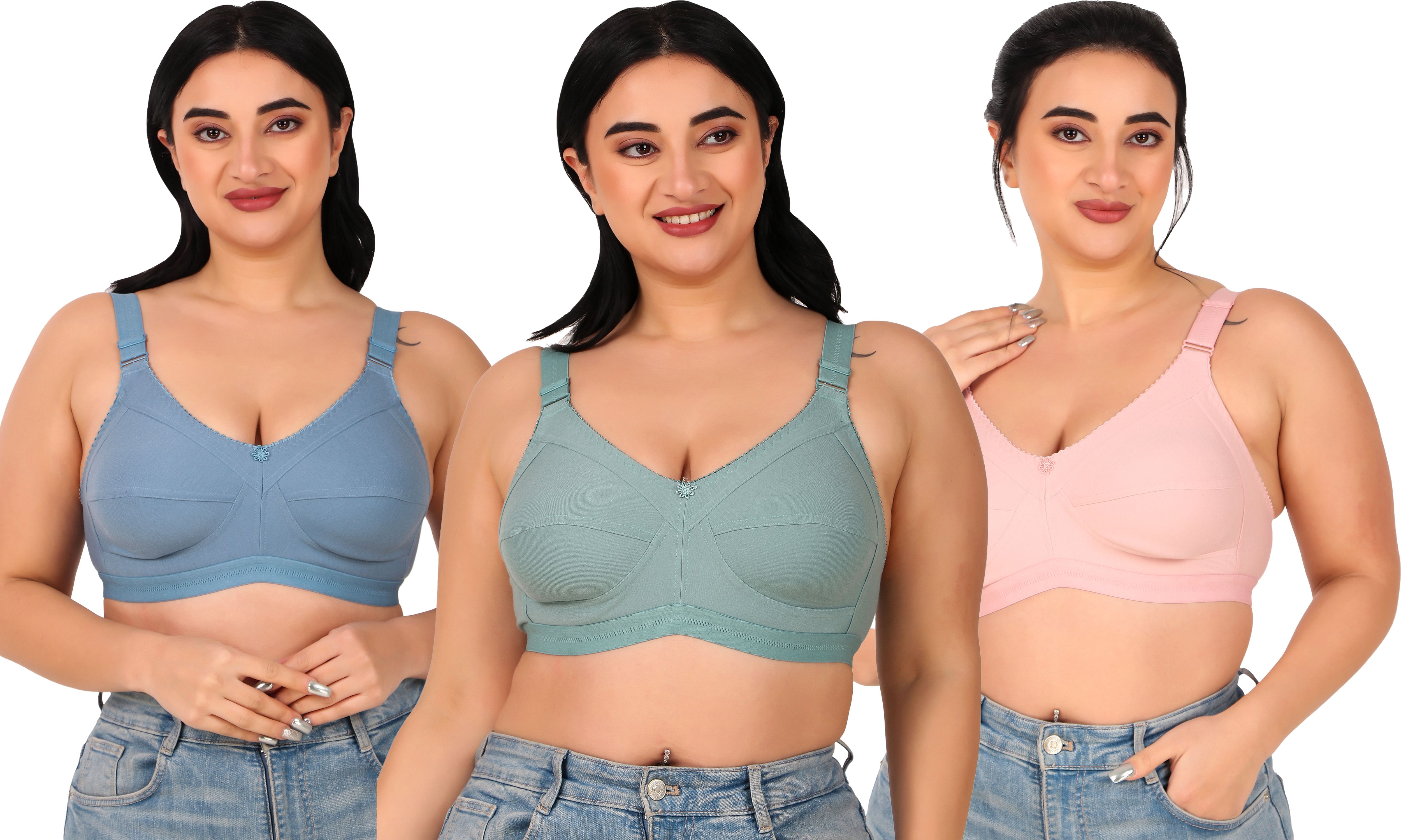 rymestyle Pack of 3 Women Full Coverage Non Padded Bra-picture-24