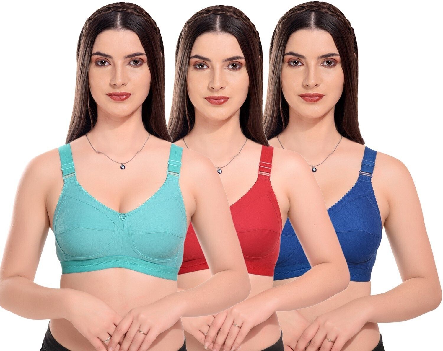 winsure Pack of 3 Women Full Coverage Non Padded Bra-picture-18