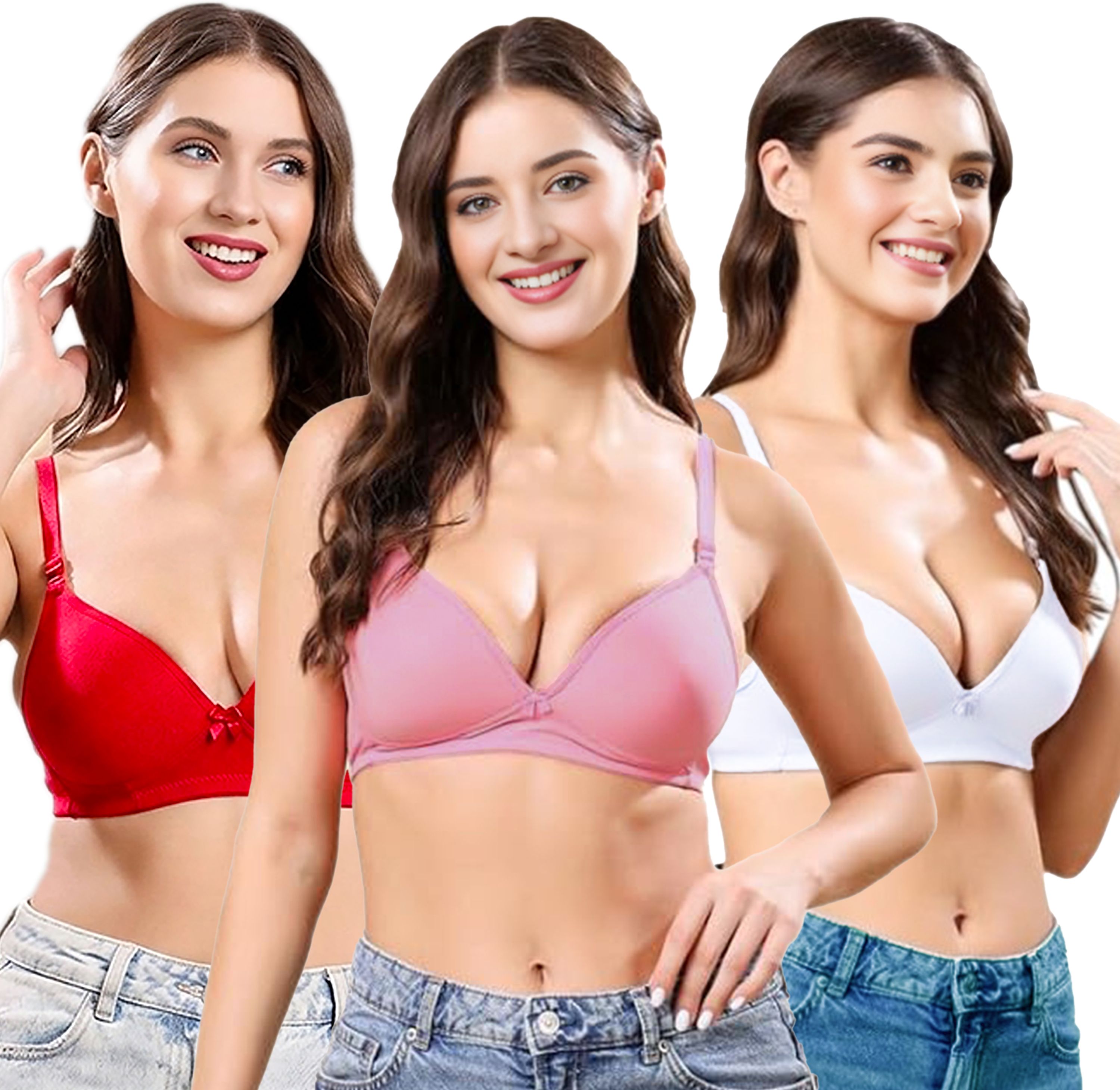 Pack of 3 Women T-Shirt Heavily Padded Bra-image-5