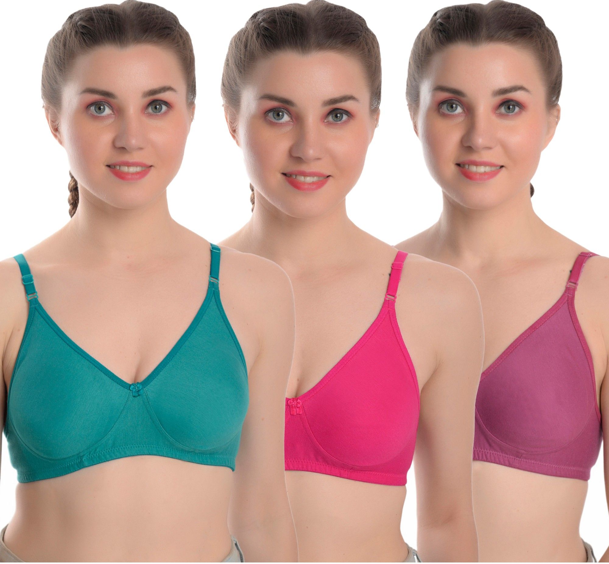 Pack of 3 Women T-Shirt Non Padded Bra-image-38