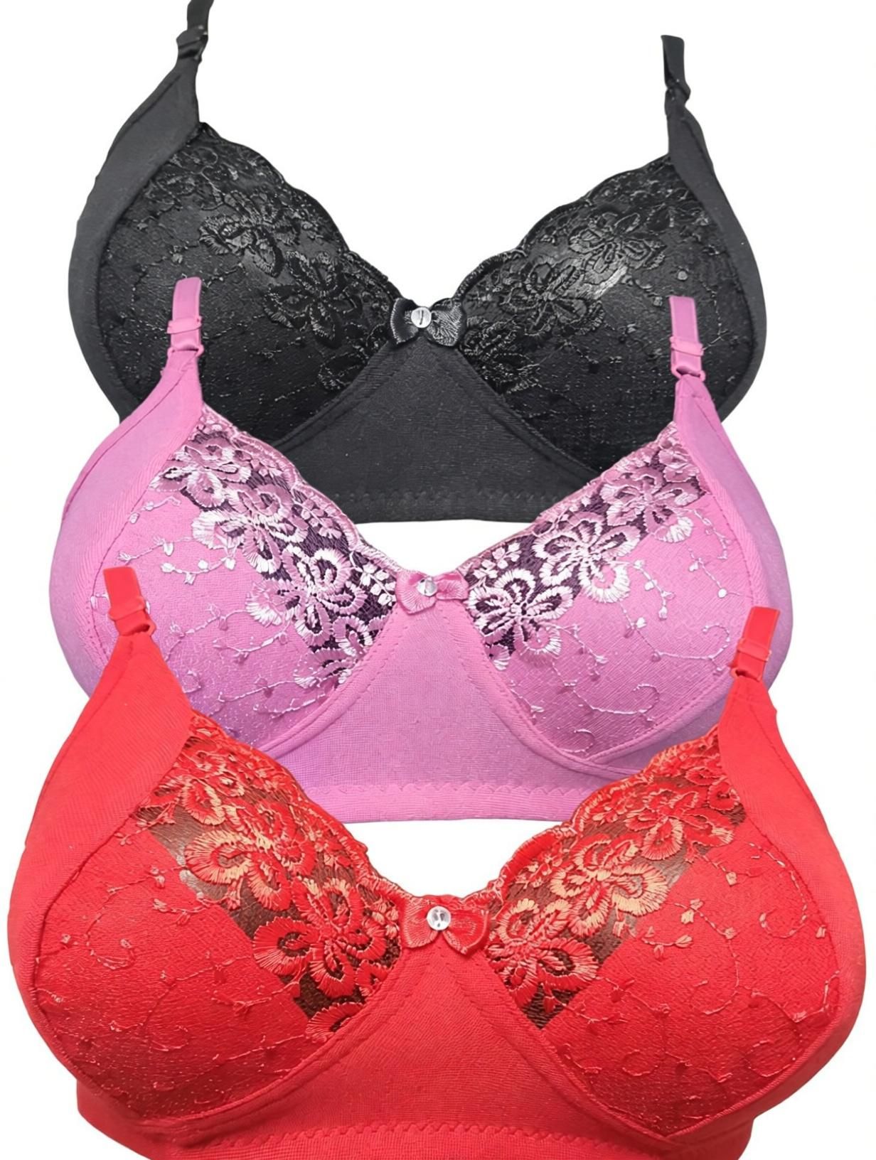 Pack of 3 Women Full Coverage Non Padded Bra-image-5