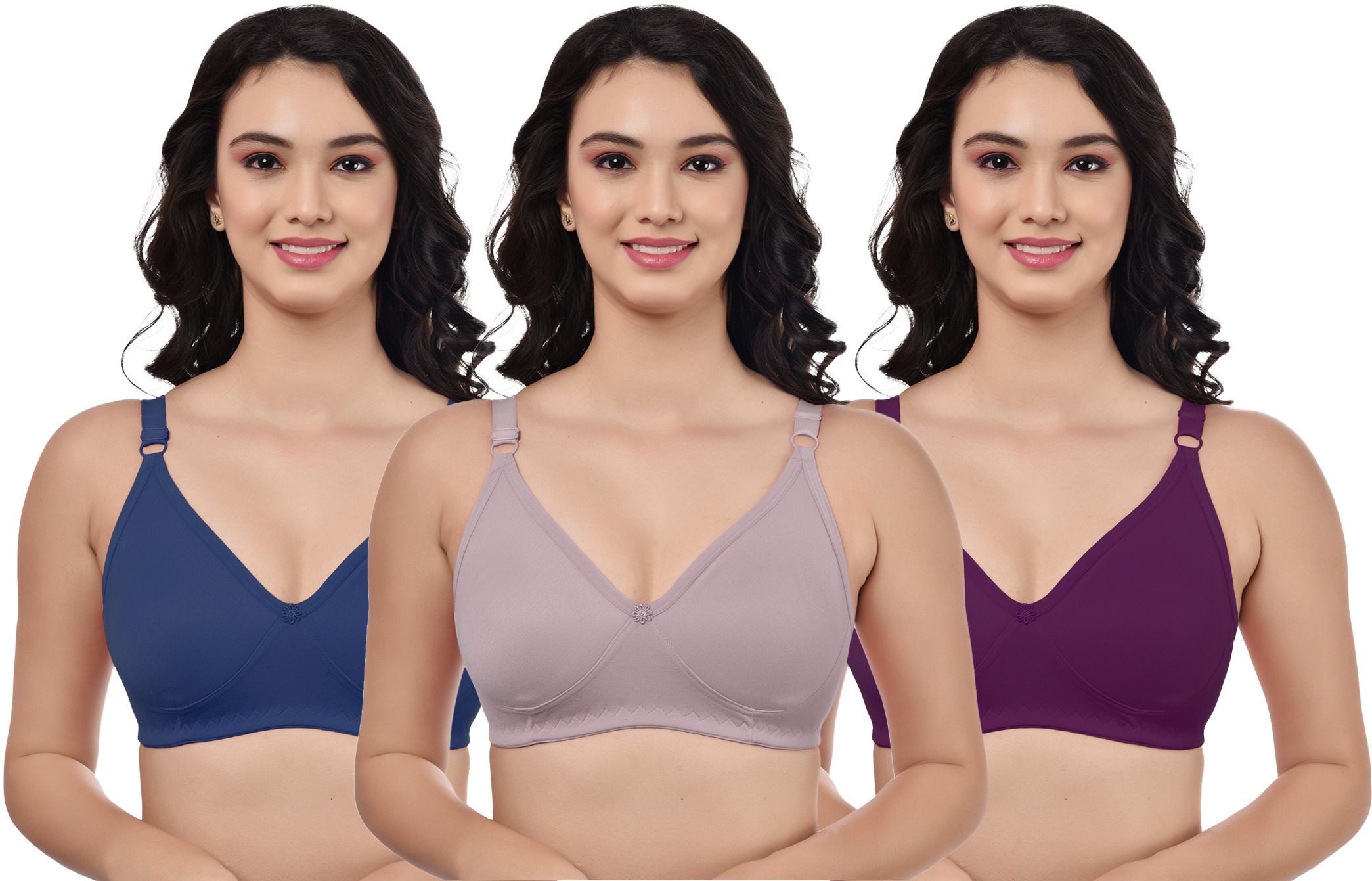 boomshy Pack of 3 Women Everyday Non Padded Bra-picture-20