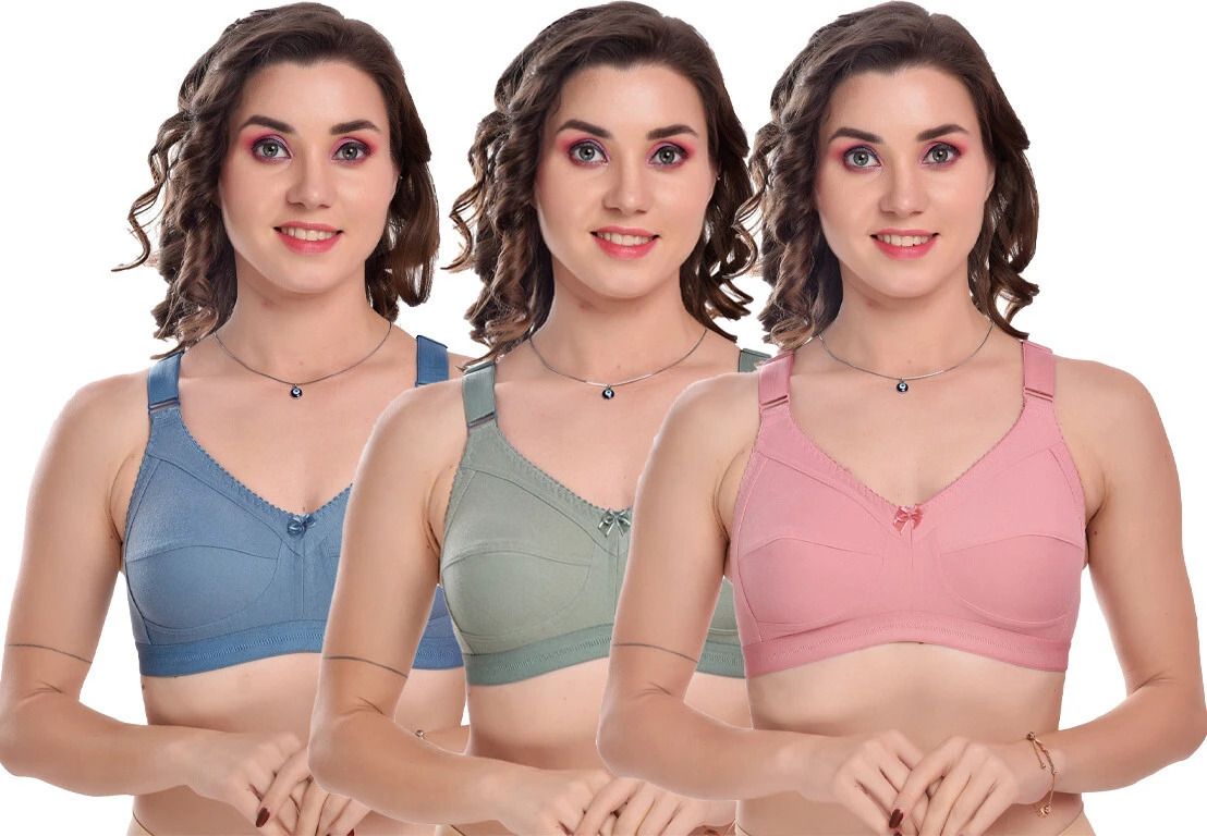 winsure Pack of 3 Women T-Shirt Non Padded Bra-picture-22