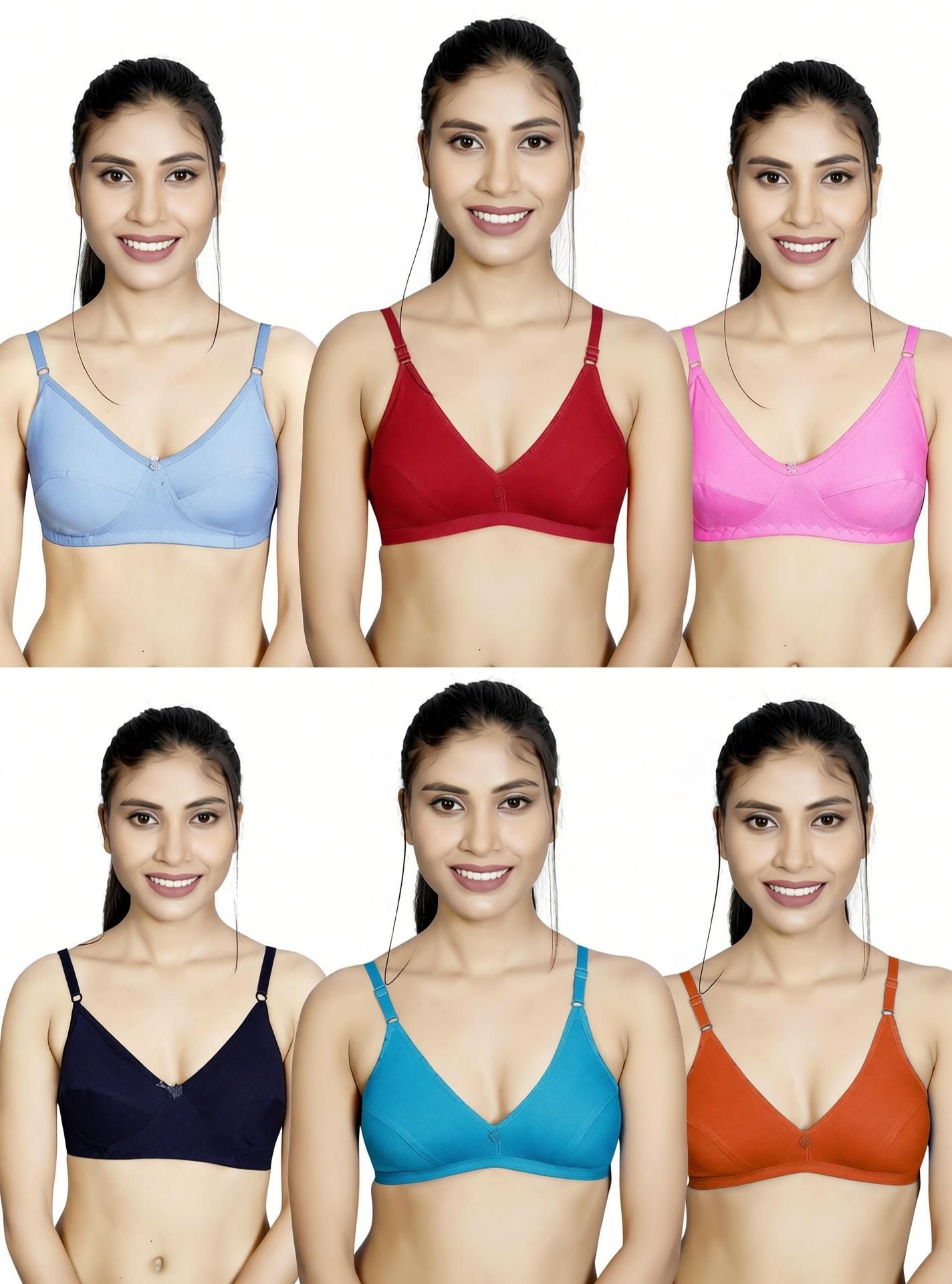gtouch Pack of 6 Women T-Shirt Non Padded Bra-picture-23