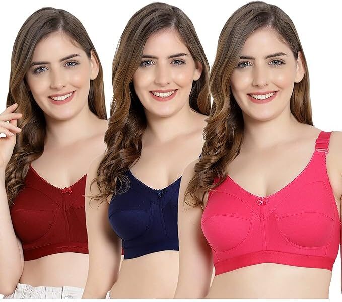 Pack of 3 Women Full Coverage Non Padded Bra