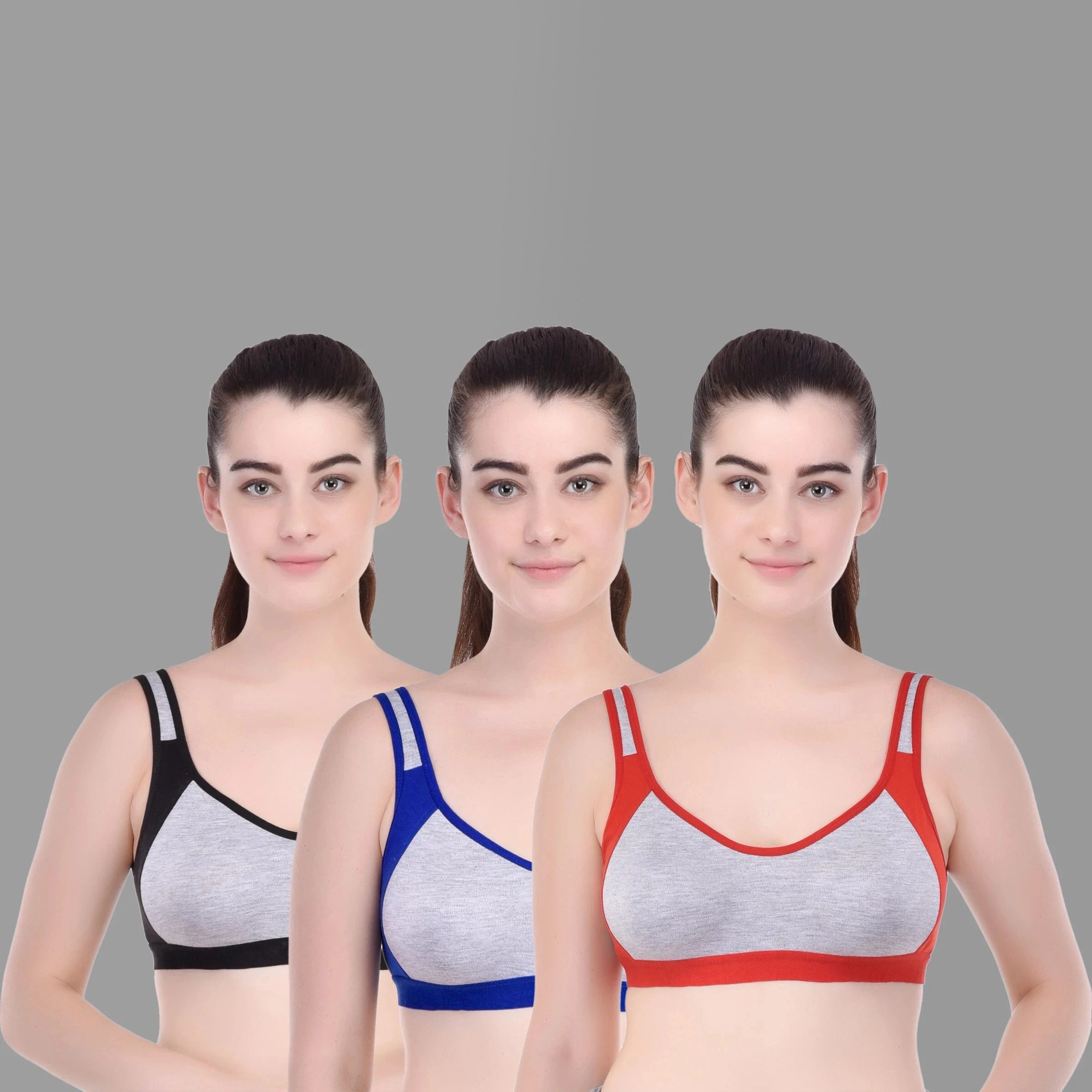 Pack of 3 Women Sports Non Padded Bra